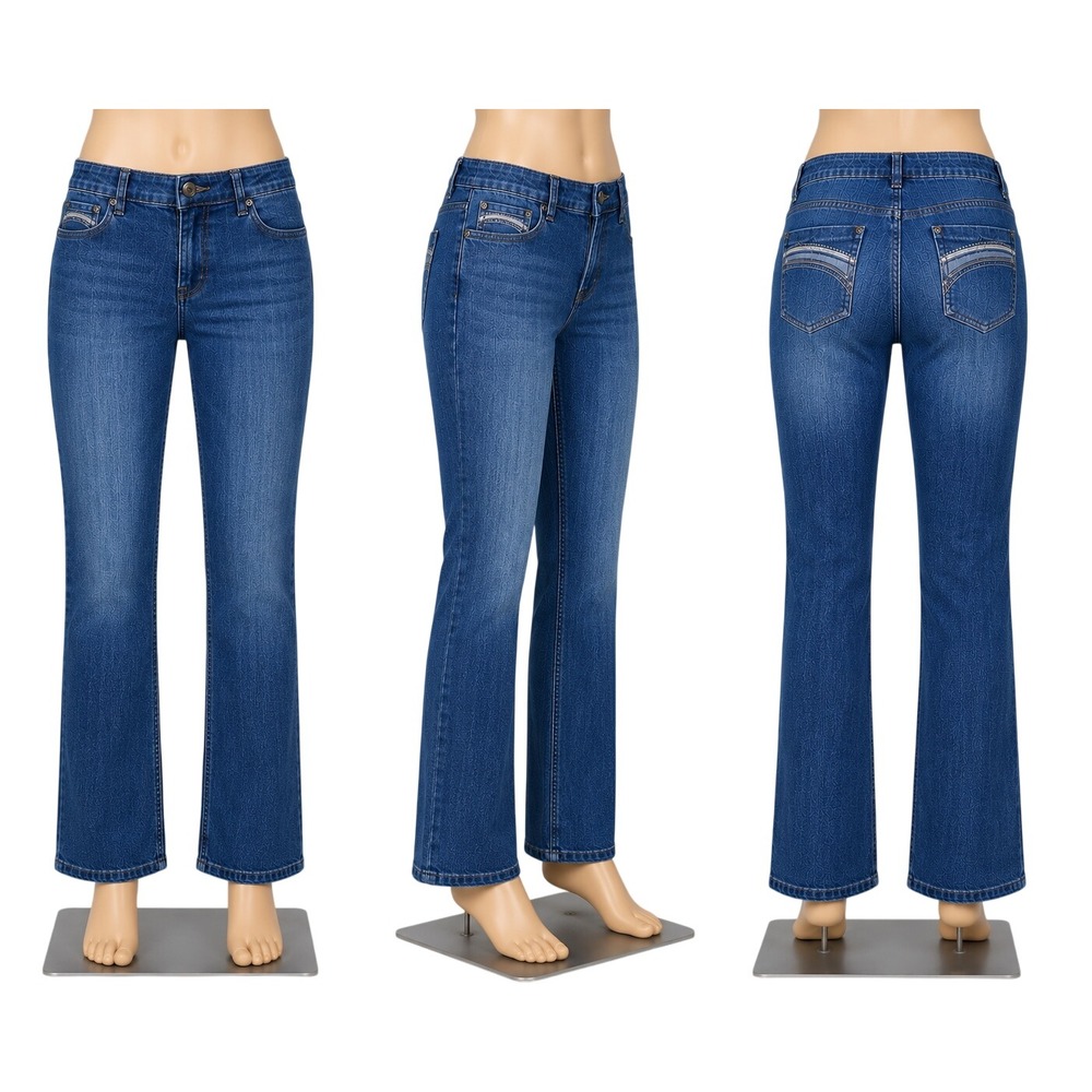Christopher & Banks Womens‎ Jeans 16P Straight Leg Embroidered Pockets Stretch
